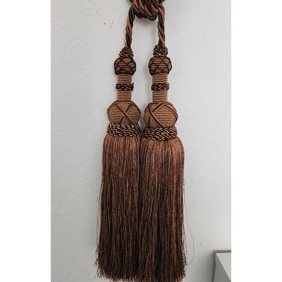 DRAPERY TASSEL-One Tassel Hanger-Two Tassels-Gold& Brown - Picture 11 of 16